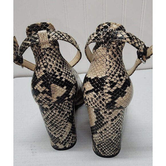 Marc Fisher Gilla 2 Snakeskin Pointed Toe Block Heel Ankle Strap Pumps Size 10M - Picture 3 of 16